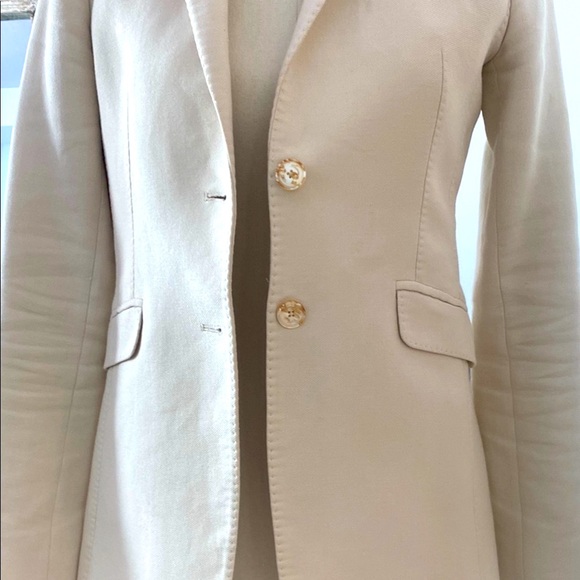 Massimo Dutti Cotton Slim Cream Blazer - Picture 8 of 13